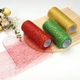 thumbnail image 2 of Moon & Star Tulle Rolls Fabric, 6" x 10 Yard Nylon Tulle Ribbon Mesh Shiny Tulle Fabric for DIY Tutu Skirt, Red, 2 of 6