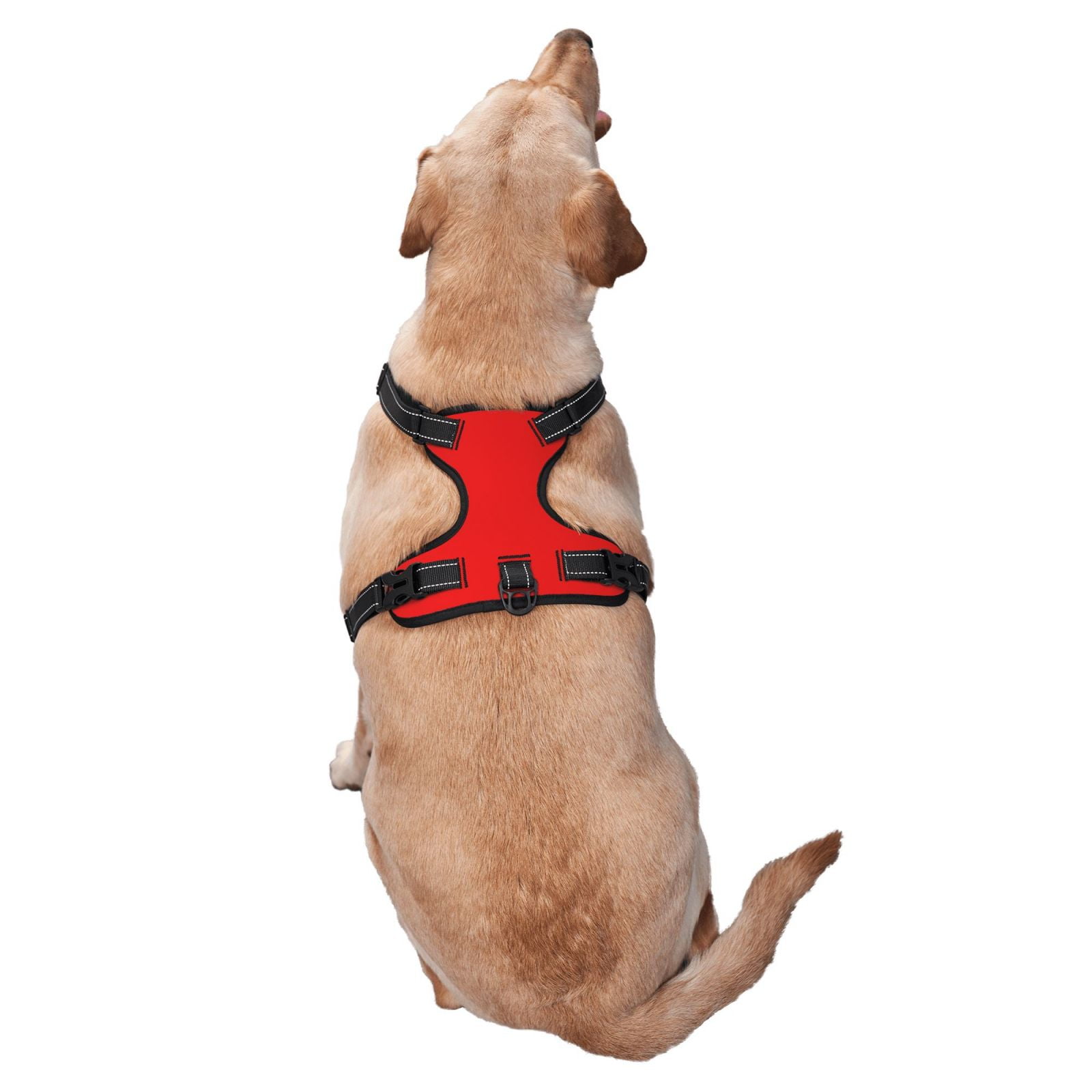 Vsdgher Red Pattern Dog Harness,No Pull Pet Harness with Soft Padded Handle,Adjustable Reflective Vest with 2 Buckles,4 Slide Buckles,S-XL Medium