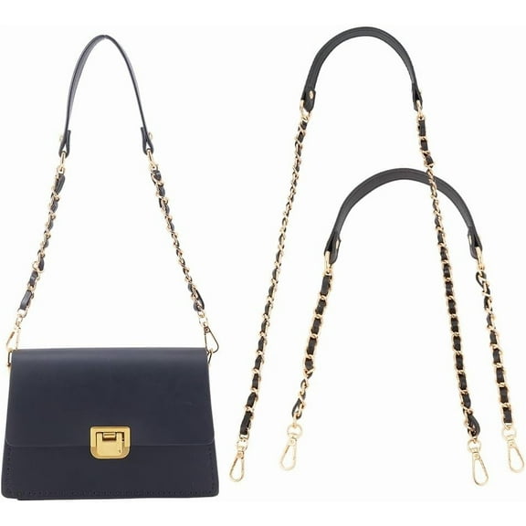 2pcs 2 Styles Purse Chain Strap 40 Inch Leather Iron Chain Adjustable Handbag Shoulder Bag Strap DIY for Clutch Bags