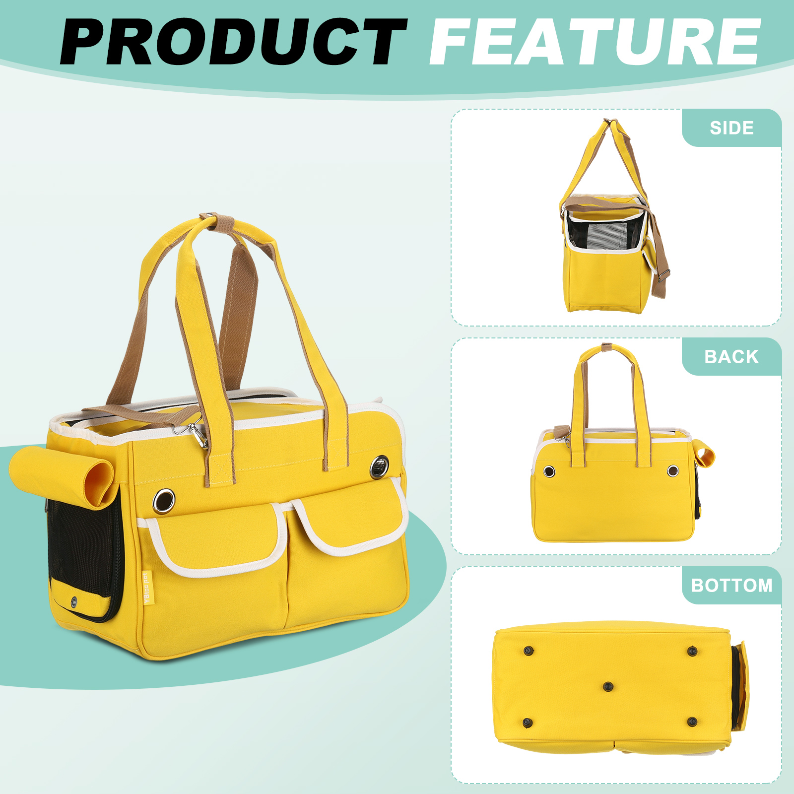 Uxcell Cat Carrier for Pet Adjustable Shoulder Strap Breathable Dog Carrier Up to 16.5 lbs Yellow