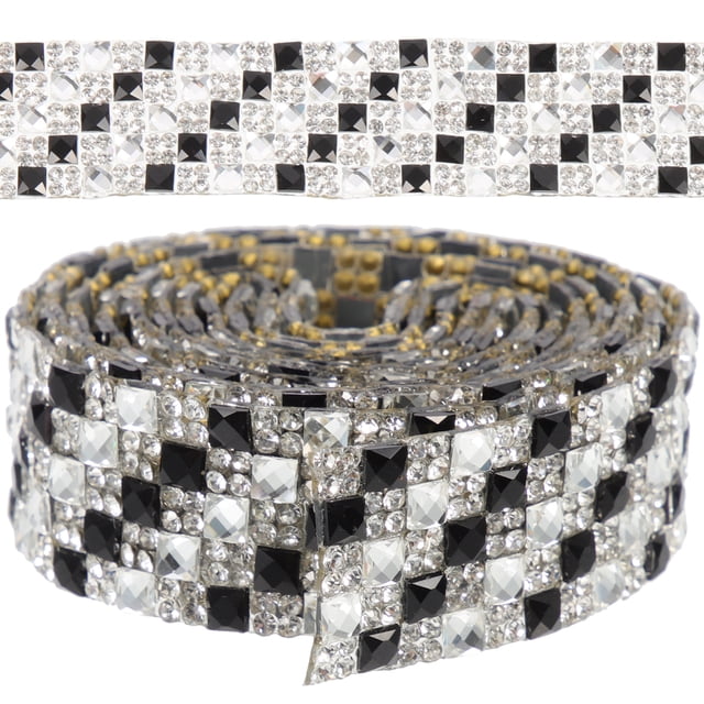 Shisuyan 1 Roll Self Adhesive Rhinestone Ribbons Bling Rhinestone Roll DIY Clothing Craft