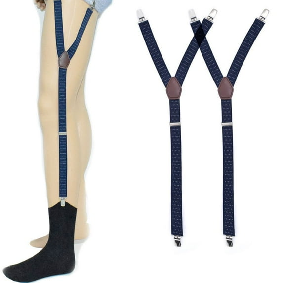Navy Blue Color Y-Style Non-slip Clamp Adjustable Elastic Shirt Garters Holders Shirt Stays Non-Slip Locking Clamps Shirt Tucker for Men NAVY BLUE 2