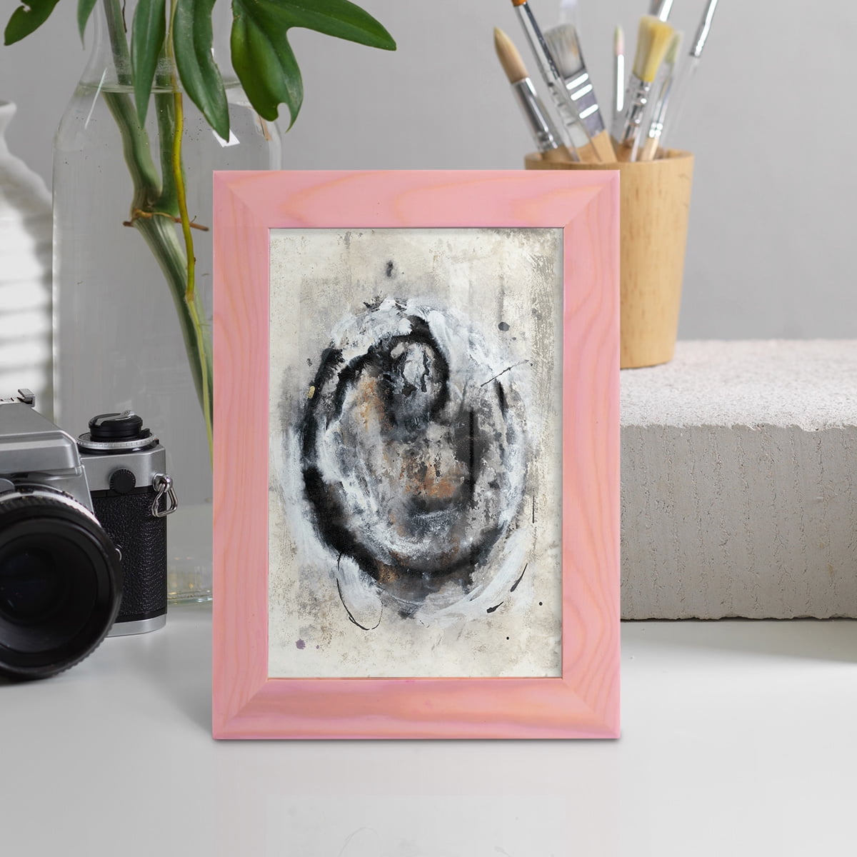 Circular Energy III -Framed Print w/glass-Sunset Pink