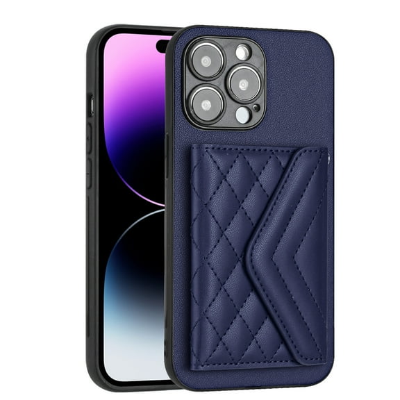 for iPhone 16 Pro Max Slim Case with Card Holders and Strap for Women, iPhone 16 Pro Max Phone Case Wallet PU Leather Kickstand RFID Blocking Flip Shockproof Wallet Case - Blue