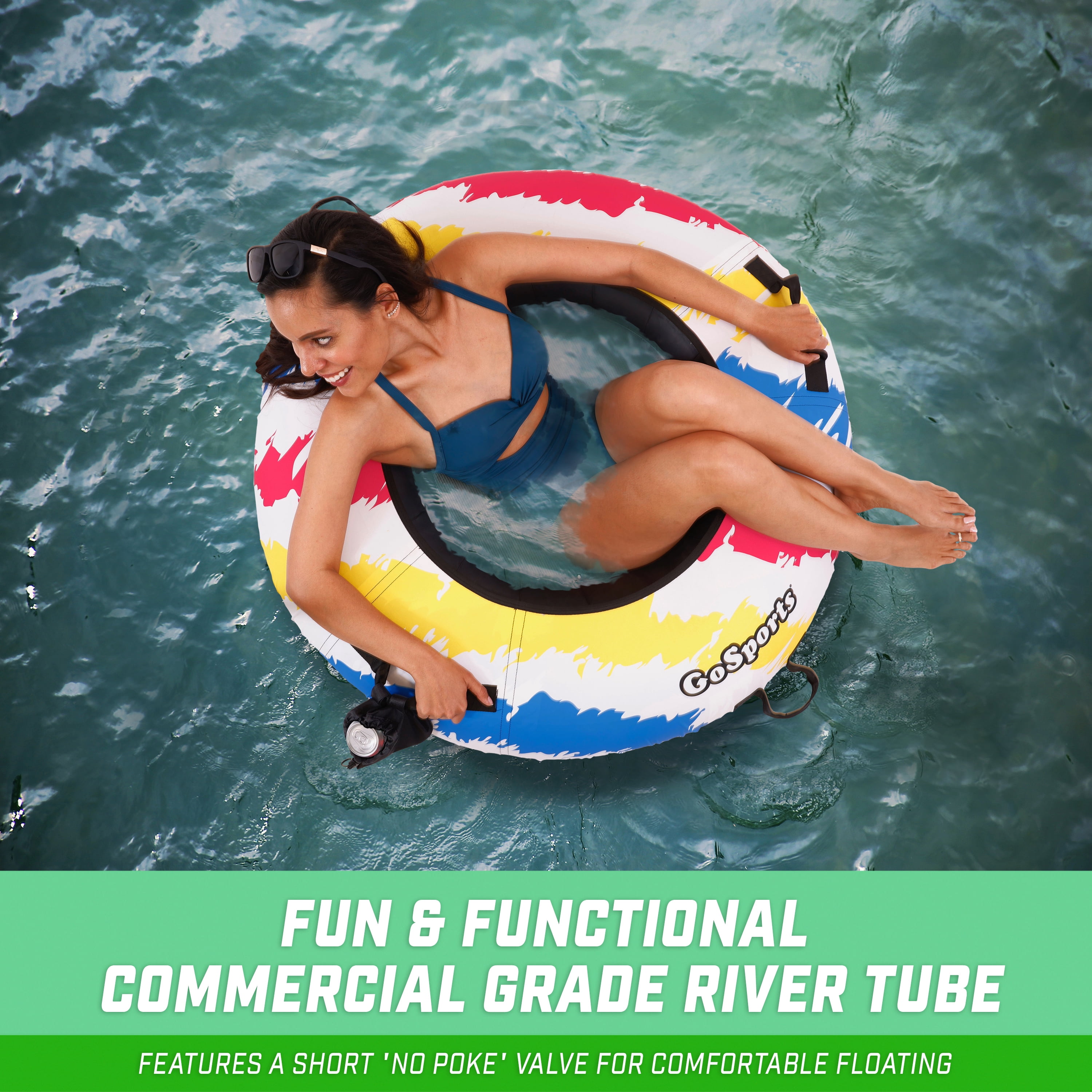 GoSports 44" Heavy Duty River Tube with Premium Canvas Cover - Commercial Grade River Tube - Retro