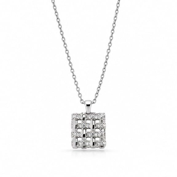 AlKhalil -Elegant Woven Crystal Pendant Necklace – Sparkling Geometric Chain Jewelry for Women