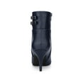 thumbnail image 4 of BLISSFUL STEP Women's Pointy Toe Buckle Stiletto Heels Ankle Boots Dark Blue (Size 6), 4 of 7