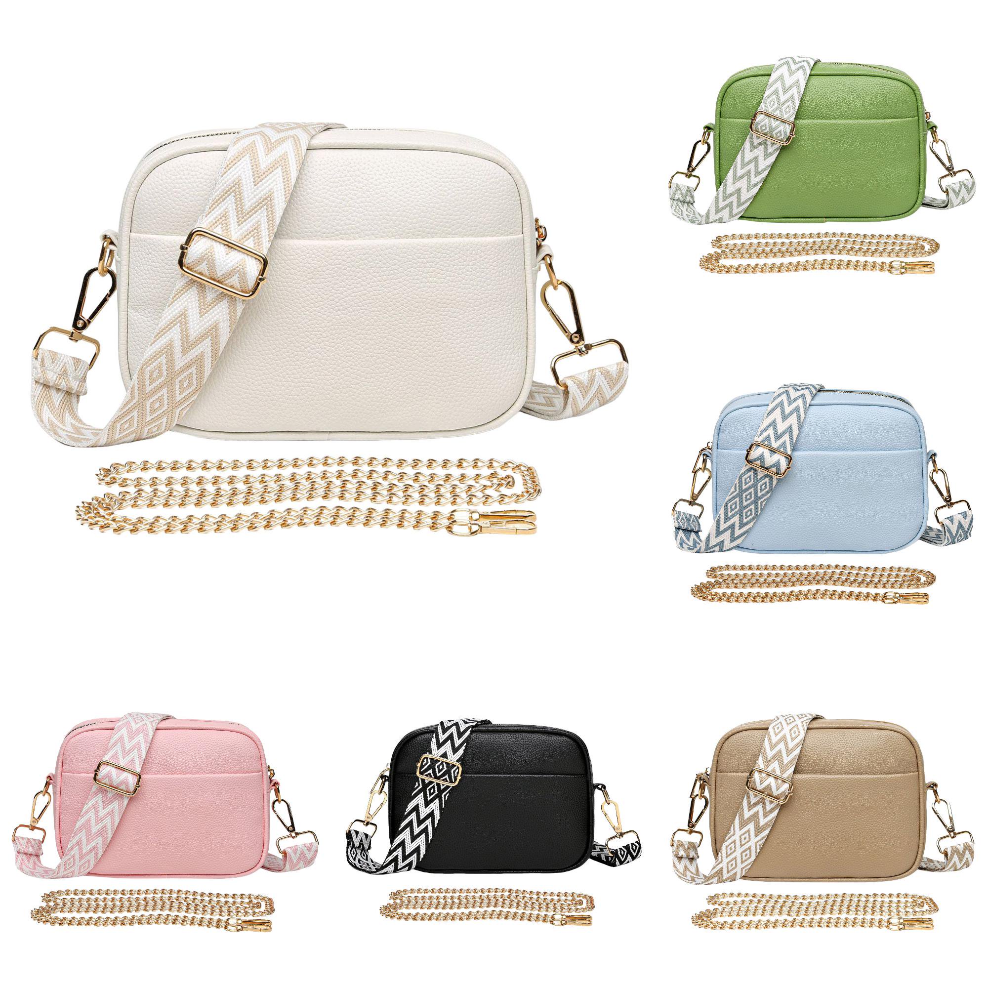 Fashion Simple Shoulder Bag Textured Leather Crossbody Small Square Bag