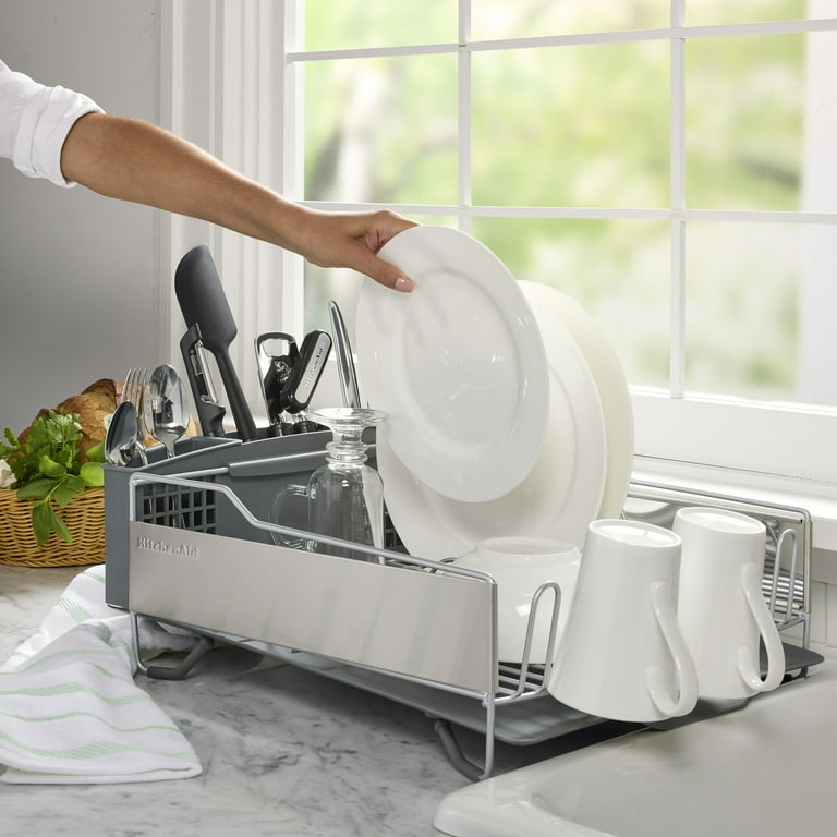 KitchenAid Large Stainless Steel Dish Rack with Drain Drying