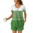 thumbnail image 4 of Jamicy Pyjama Sexy pour Femmes Mode Décontractée Ample Rayé Imprimé Col Rond Boutons Shorts Manches Courtes Ensemble de Pyjama Confortable pour Dames, 4 of 7