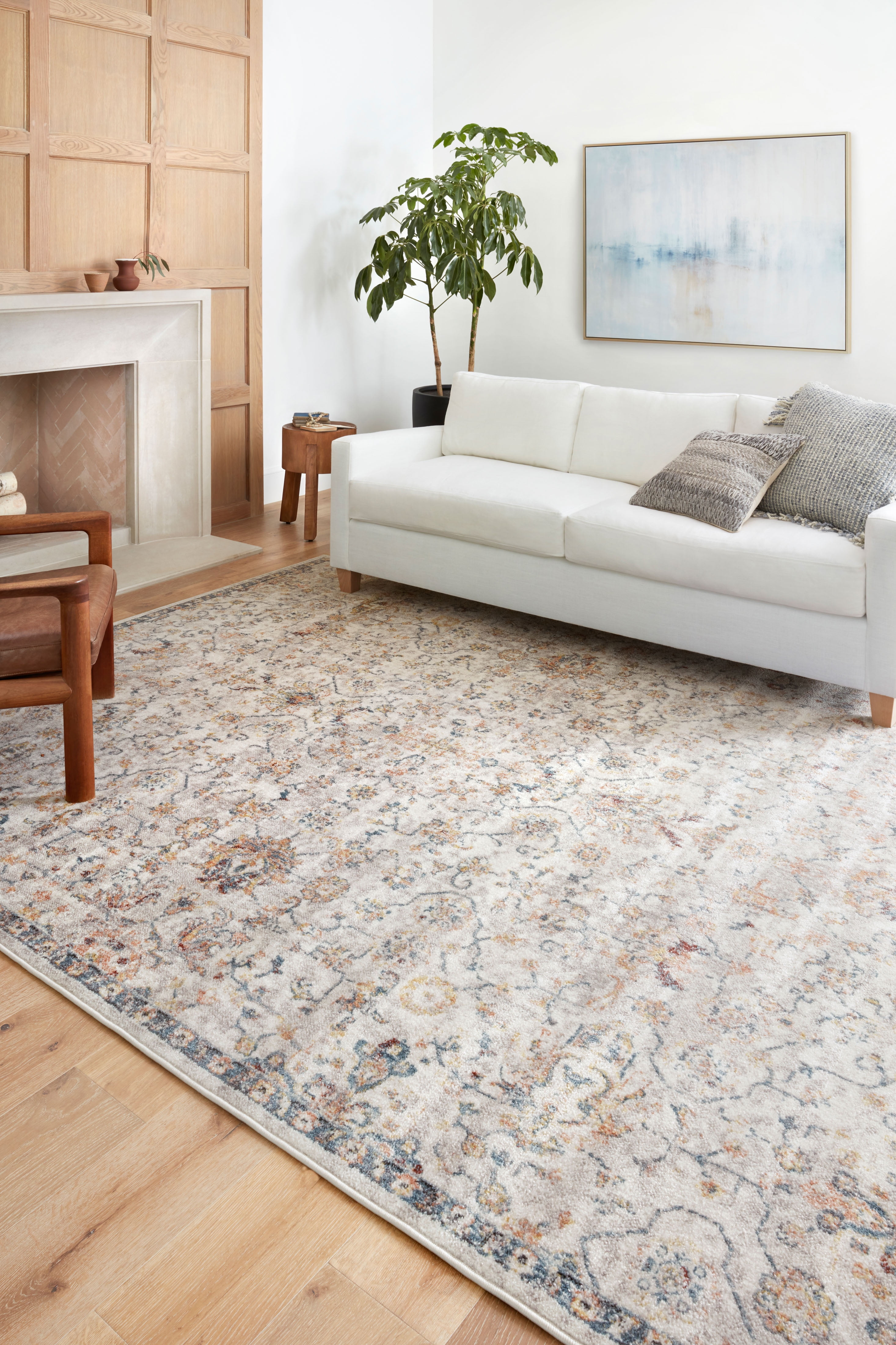 Loloi Cassandra Collection CSN-03 Dove / Navy Oriental Area Rug 5'-3" x 7'-9"
