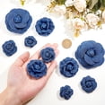 thumbnail image 3 of 16 piezas de tela vaquera azul marino con flores en 4 estilos diferentes. Tela de lona con flores de camelia. Accesorios cosidos con forma de flor., 3 of 9