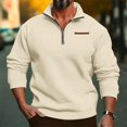 thumbnail image 3 of Men's Stand Collar Half Zip Sweatshirt, Outdoor Casual Top, Spring Fall Fleece for Streetwear, Christmas, Hiking, Urban Exploration and Daily Comfort Wear,Beige,M, 3 of 9
