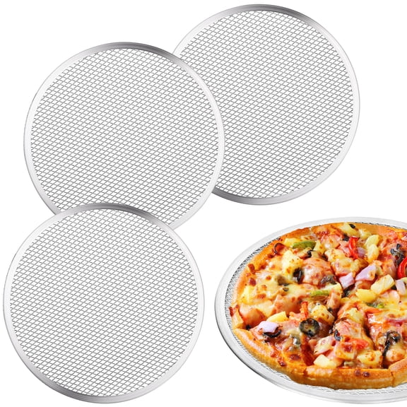 FT Hita 3Pcs 10Inch Pizza Pan,Non-Stick Pizza Tray with Reinforced Rim,Pizzas Baking Pan for Home Restaurant Kitchen Oven BBQ,Dishwasher Safe