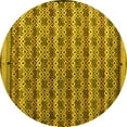 thumbnail image 1 of Ahgly Company Machine Washable Indoor Round Abstract Yellow Modern Area Rugs, 3' Round, 1 of 4