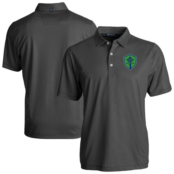 Men's-Cutter & Buck  Black Seattle Sounders FC Big & Tall Pike Eco Symmetry Print Stretch Recycled Polo