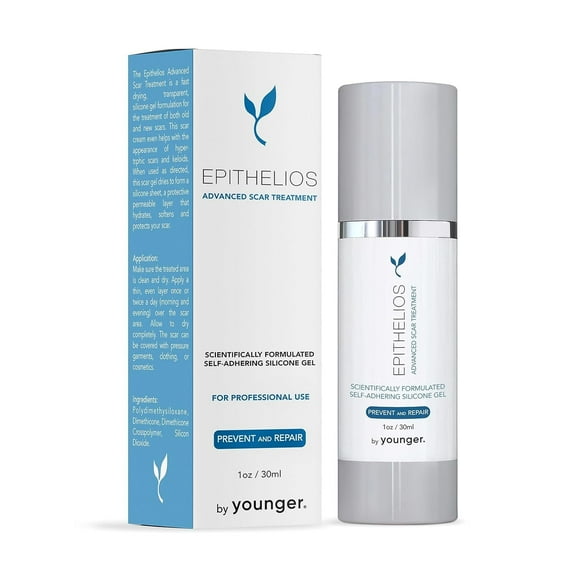 Epithelios Advanced Scar Treatment without SPF - Compatible with Makeup & Creams, Self-adhering Silicone Scar Gel - Hydrated, Softens & Shield Scar - For Stretch Marks, Acne, Old & New Scars - 30ml