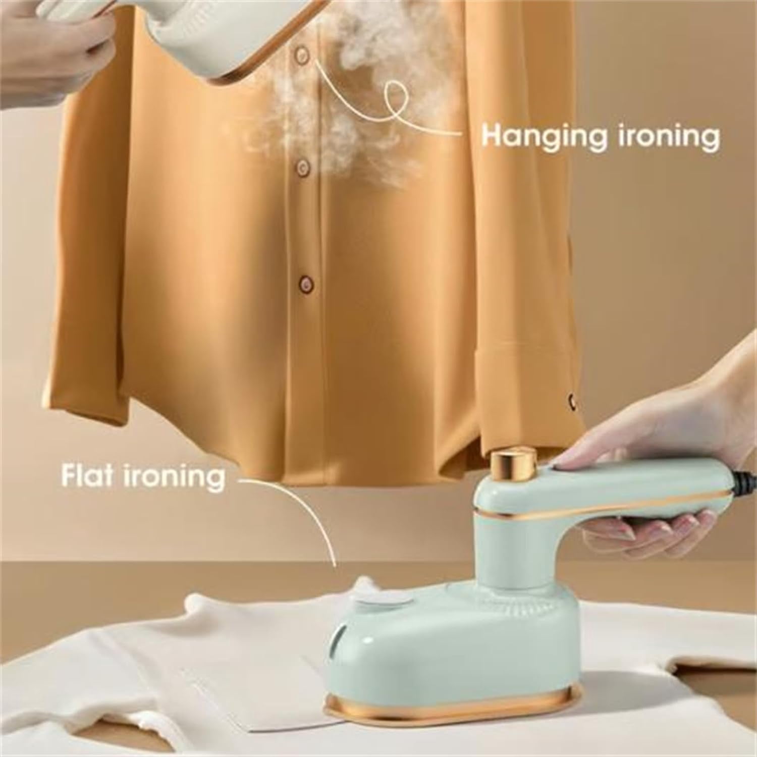 Mini Steam Iron for Clothes, Travel Iron Mini with Steam, Travel Steamer for Clothes Portable Mini with Anti-Scald Base,180° Swivel Handle, for Home and Sewing (Green)