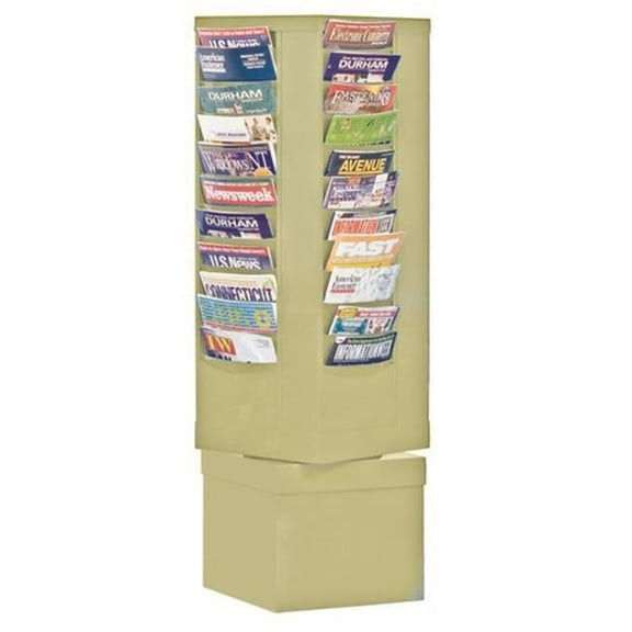Durham 410-75 Steel 44 Contour Pocket Rotary Literature Rack, Tan