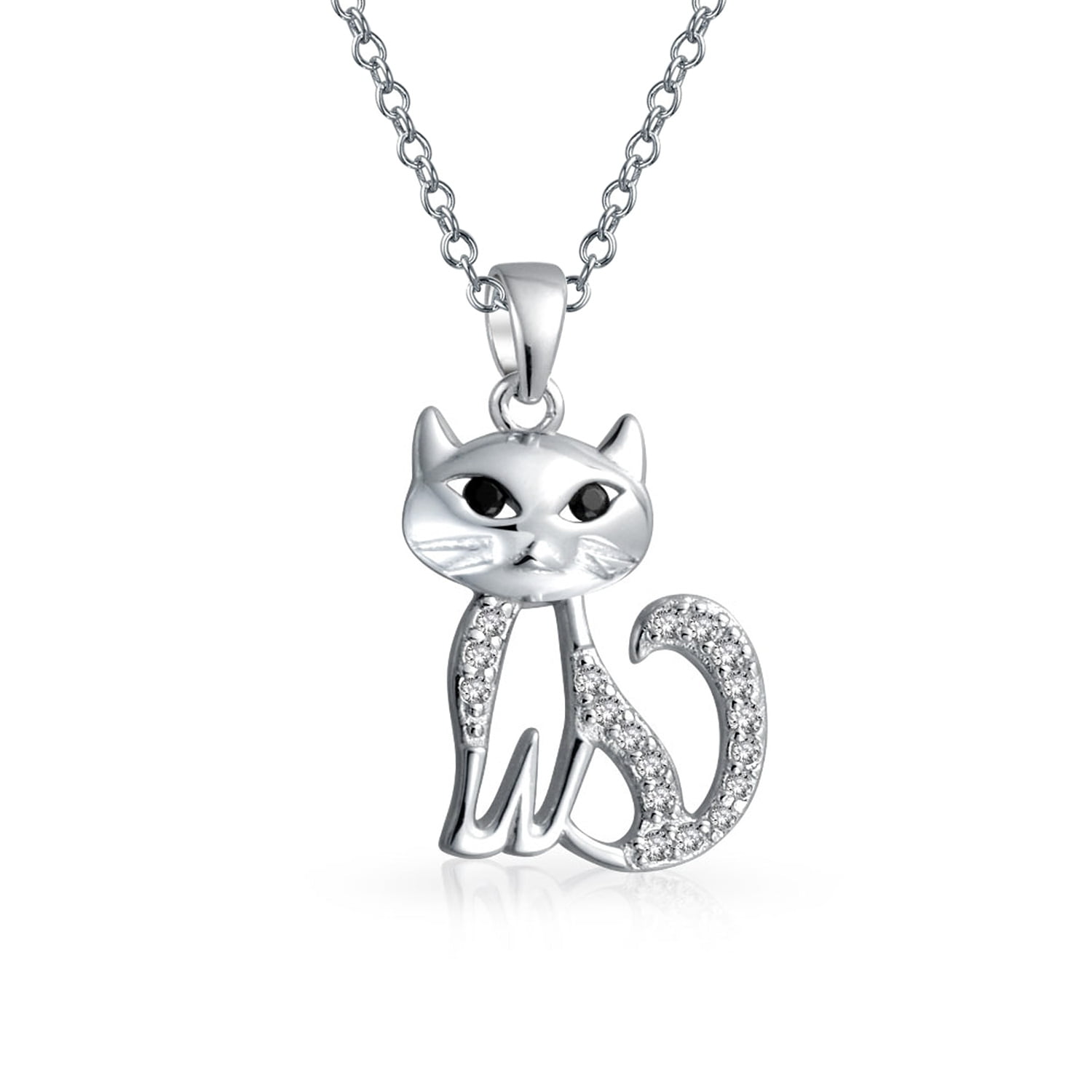 KITTY CAT KITTEN  Pendant Charm CHRISTMAS Ornament Sterling Silver Very Solid 3D 
