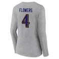 thumbnail image 3 of Women's Zay Flowers Gray Baltimore Ravens Icon Player Name & Number Long Sleeve V-Neck T-Shirt, 3 of 3
