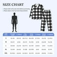 thumbnail image 2 of Mens Pajamas Set, Black White Twill Stripe Plaid Button Down Long Sleeve Loungewear Sleepwear Pjs sets for Men, 2 of 5