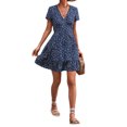 thumbnail image 5 of LilyLLL Womens Boho Floral Short Sleeve V Neck Swing Mini Dress Holiday Sundress, 5 of 5