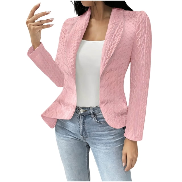 Lovzfmll Blazer Léger pour Femmes, Manches Longues Style Ouvert devant Rose, P