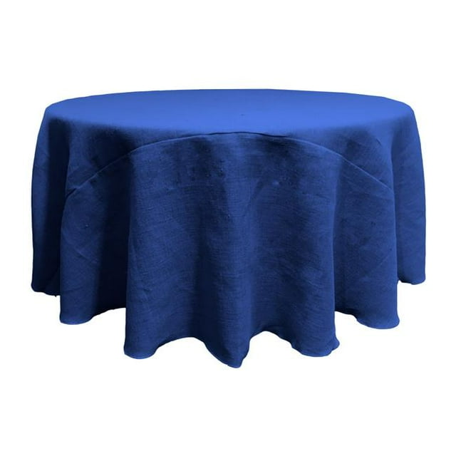 LA Linen TCBurlap108R-BlueRoyal Nappe Ronde en Toile de Jute Naturelle Teintée&44; Bleu Royal - 108 Po.