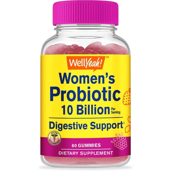 WellYeah Probiotics For Women Gummies - 10 BILLION CFU - For Digestive Support, Gut Health, and Feminine Health Support - Natural Berry Flavor -Vegetarian, Delayed Release Womens Probiotic -60 Gummies
