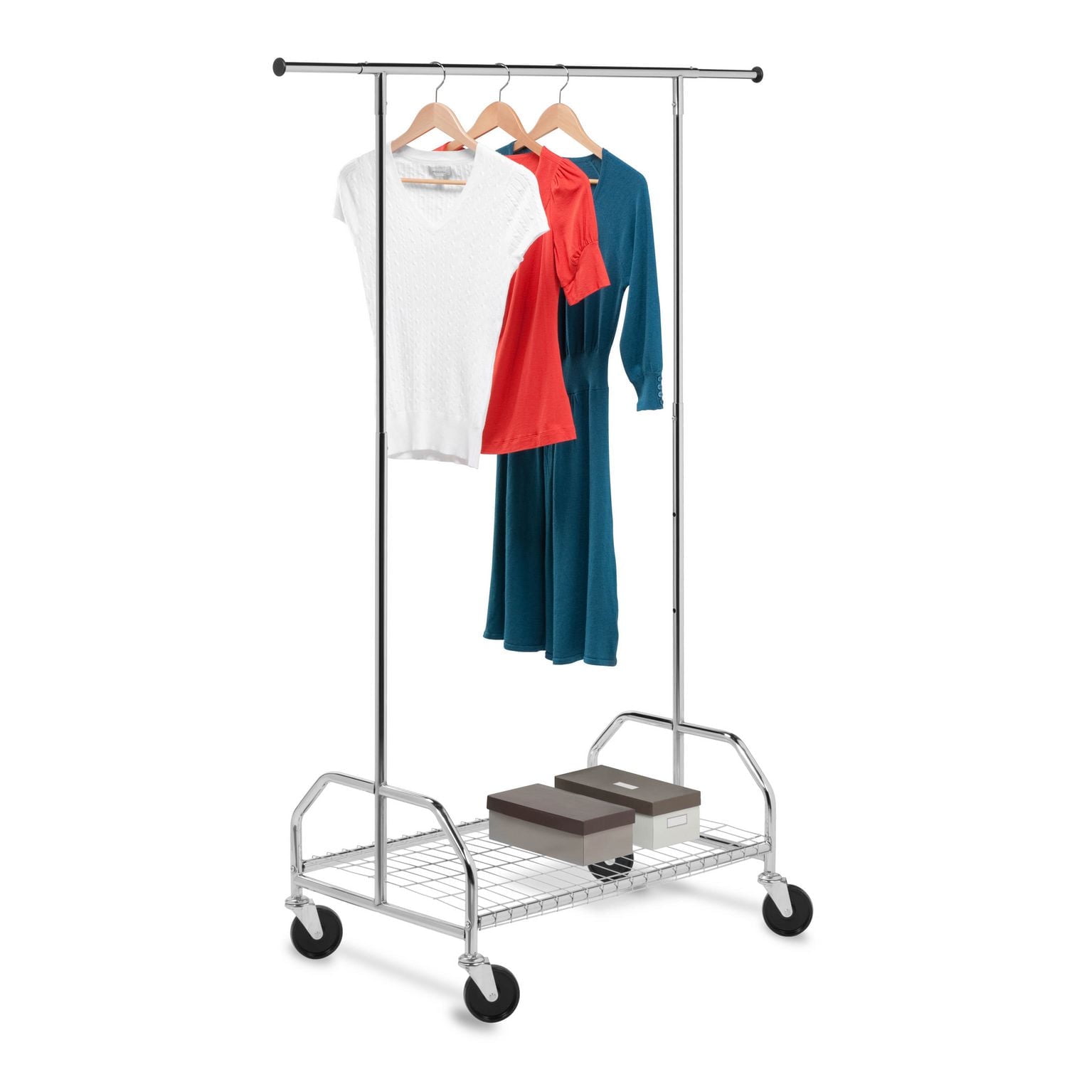 Honey-Can-Do Rolling Garment Rack with Shelf, Chrome