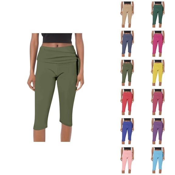 Capri Leggings for Women Spring Summer Elastic Waist Slim Fit Elastic Waist Workout Yoga Pants Capris