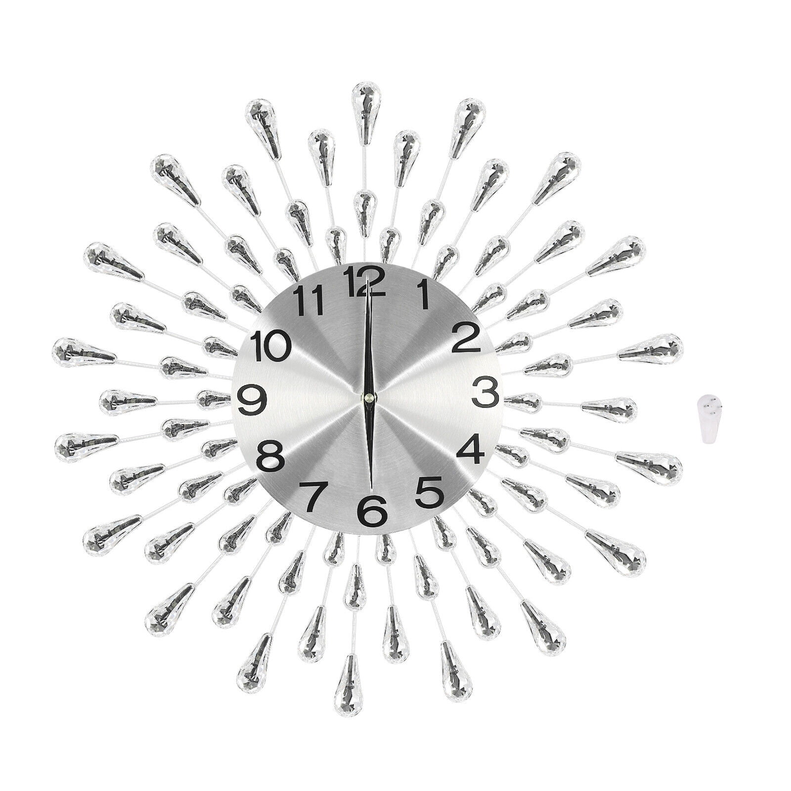 Miumaeov 19.7" Large Wall Clock Modern Big Crystal Non-Ticking Quiet Wall Clock Decor Silver Drop Crystal Wall Clocks for  Bedroom Kitchen Office Home Decor