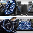 thumbnail image 2 of Yuyamidu Shark Car Seat Covers Full Set Steering Wheel Accessories Blue Camo Seat Belt Cover Auto Rear View Mirror Cover Trash Bin Car Coasters Keychain Chapstick Holder, 2 of 7