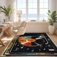 thumbnail image 3 of Design&I 8'x10' Washable Area Rug Extra Large Skid-Resistant Low Profile Vinyl Record Vintage Turntable With Bold Musical Note Border for Living Room, Family, 3 of 7
