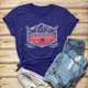 thumbnail image 3 of Gibobby Playera de Manga Corta con Cuello Redondo Mujeres Casual Impresión Manga Corta Cuello Redondo Camiseta Suelta Blusa Tops(Azul,CH), 3 of 4
