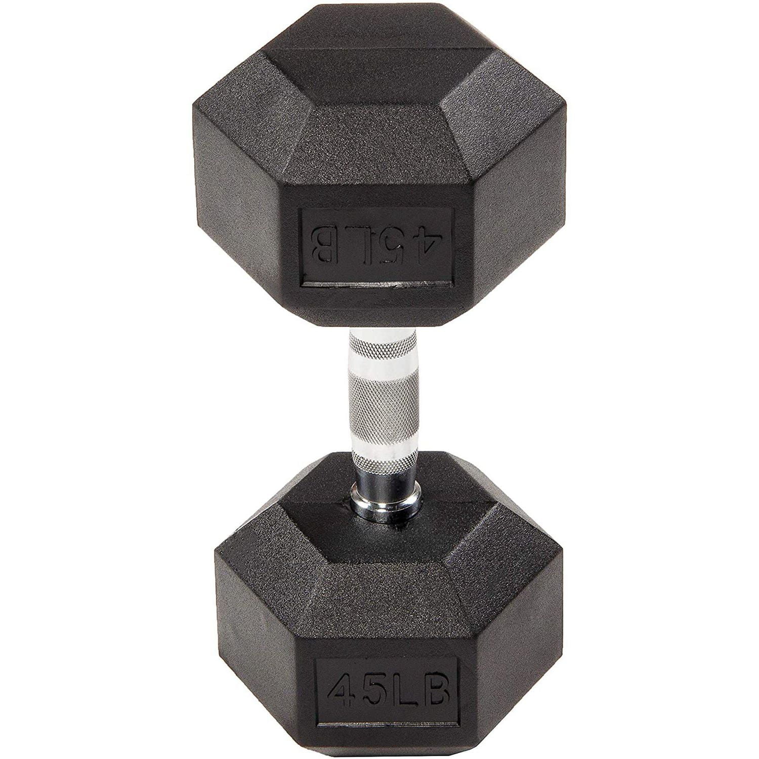 BalanceFrom Haltères hexagonales gainées de caoutchouc, paire de 45 lb, noir