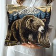 thumbnail image 5 of Latch Hook Kits Pillow Grey Bear with Mountains Stamped Pillowcase Handamade Crochet Yarn Hook and Latch Emboridery Throw Pillow cover for Home Sofa Decor 17x17inch(4), 5 of 8