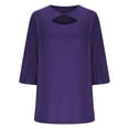 thumbnail image 4 of Lenpel Women's 3/4 Length Sleeve Tops Fashion Spring Summer Cut out Twist Knot T Shirts Dressy Casual Tunic Blouses, 4 of 7