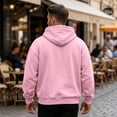 thumbnail image 5 of Men's Hoodie Trendy Long Sleeve Drawstring Hooded Sweatshirt Loose Fit Streetwear Pullover with Pocket Pink XL, 5 of 7