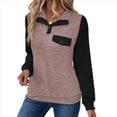 thumbnail image 3 of Blusa Holgada de Retazos con Cuello de Solapa y Botones de Larga con Bloques de Color para Mujer, Estilo Urbano Y2K Rosa M, 3 of 6