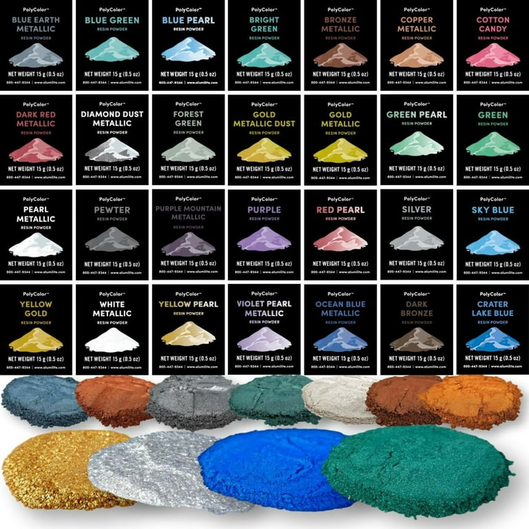 Diamond Dust Metallic Powder (PolyColor) Mica Powder for Epoxy Resin Kits,  Casting Resin, Tumblers, Jewelry, Dyes, and Arts and Crafts! (Color Pigment