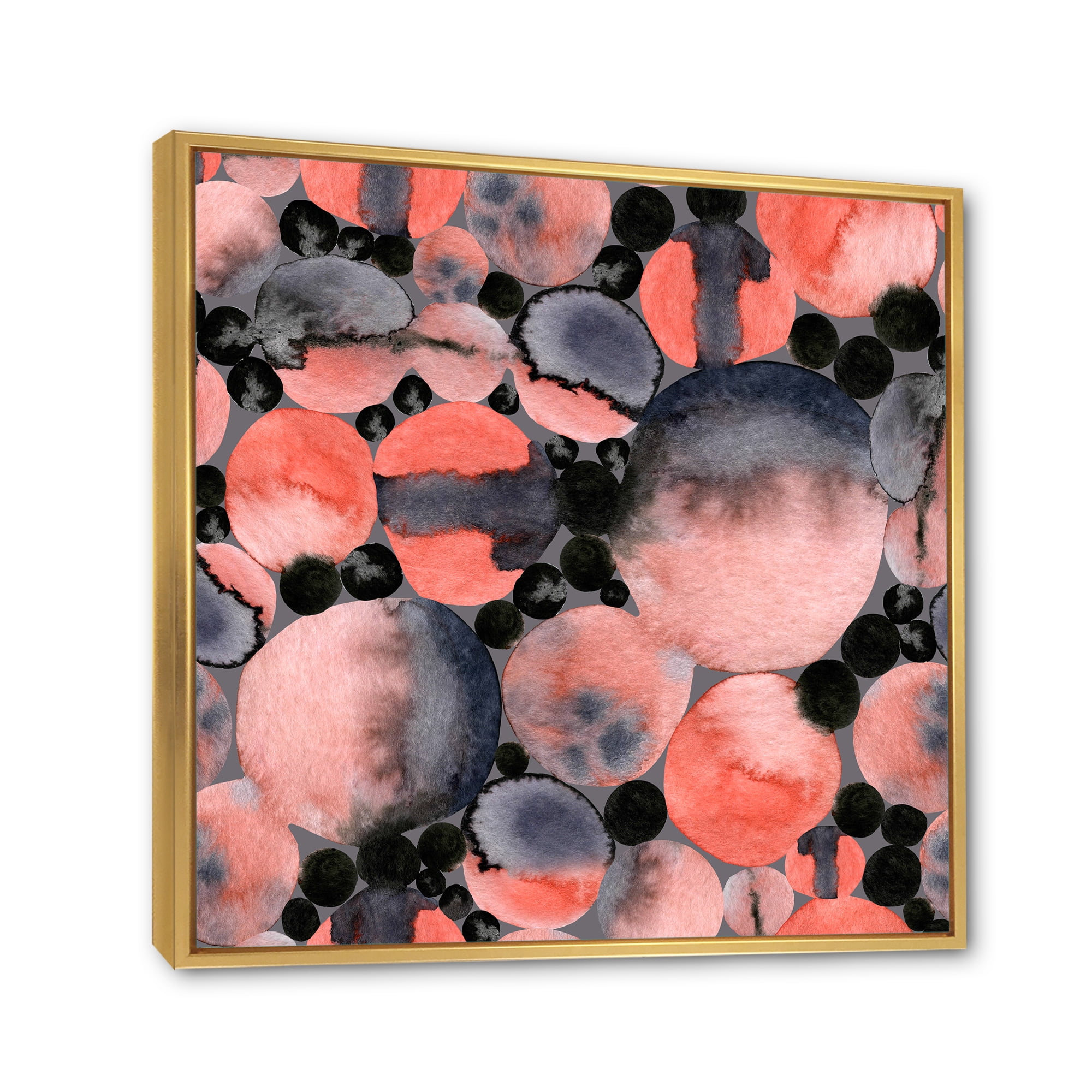 Designart 'Polka Dots Abstract Geometric Art' Modern Framed Canvas Wall Art Print