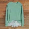 thumbnail image 2 of Women’s Casual Long Sleeve Pullover – Solid Color Crewneck Loose Fit Sweatshirt Top, Lightweight Comfortable Shirt Mint Green, 2 of 7
