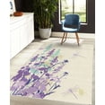 thumbnail image 4 of Dragonfly Decorative Rug, Nature Plants Grass with Wildflowers with Paintbrush Effects Print Art, Quality Carpet for Bedroom Dorm and Living Room, 6 Sizes, Violet Ivory, by Ambesonne, 4 of 4