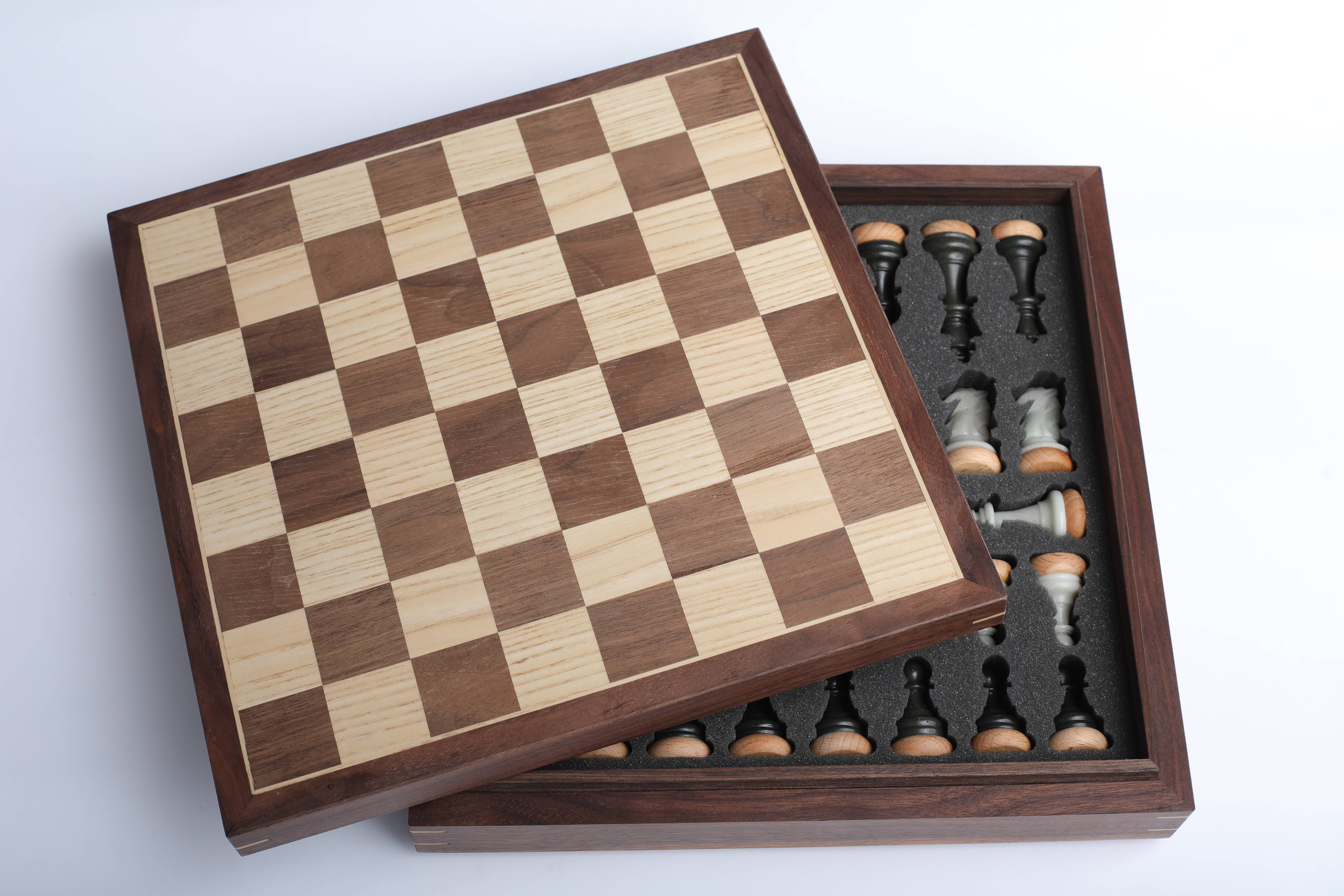 Glowneon Premium Wood Chess Set, Luxury Chess Set With Wood Board