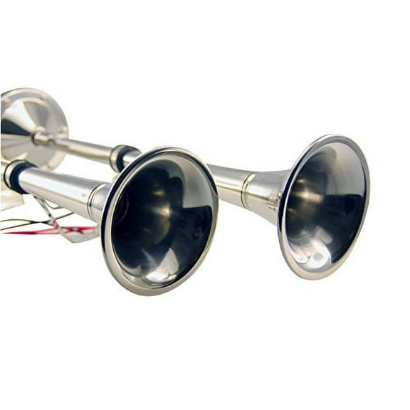 Pactrade Marine Boat Stainless Steel Electric Dual Trumpet Horn Complete Set 12V-150db for Pontoon RV Car Truck Boat