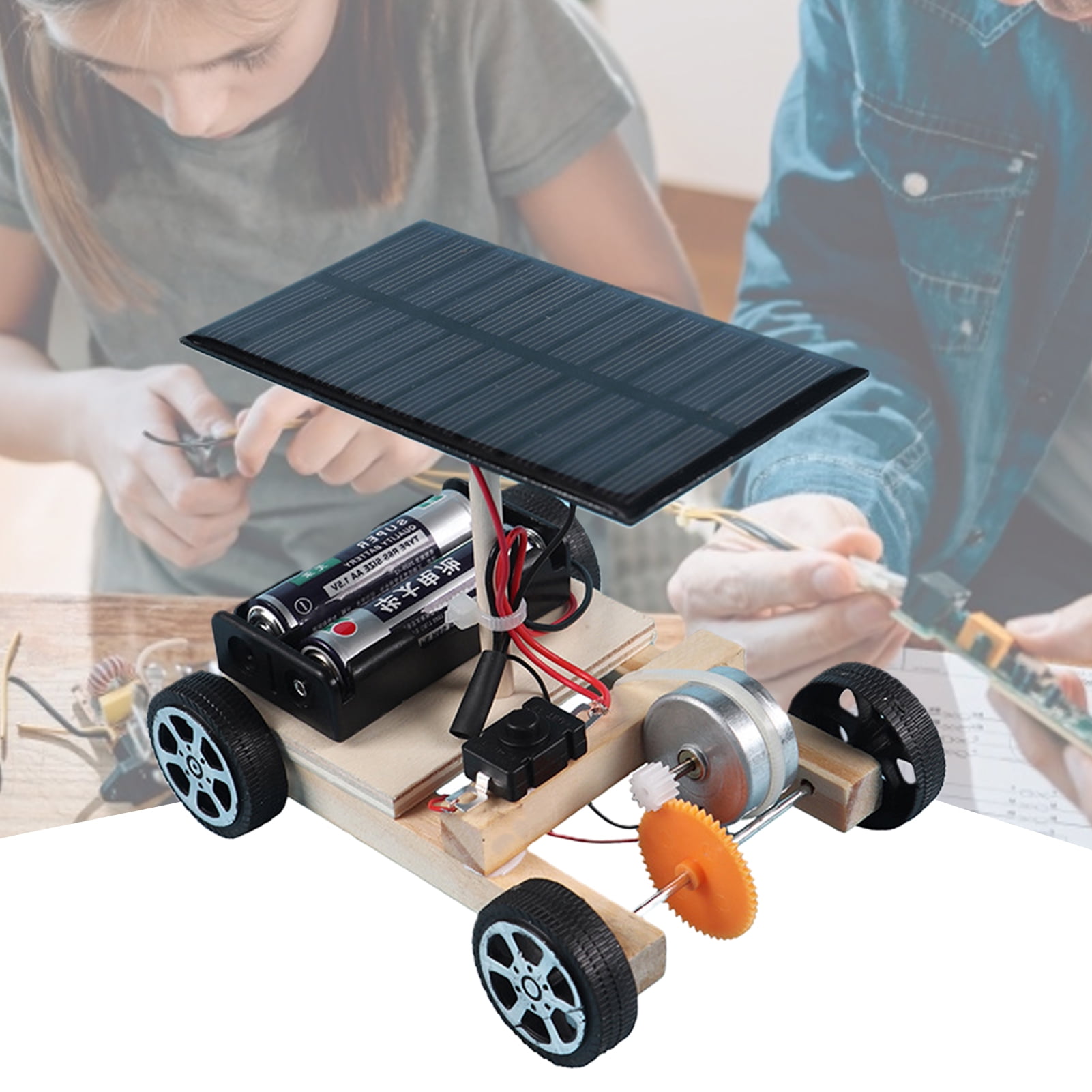 1PC Green DIY Solar Powered Car Assembled Toy Physical Teaching Educational Toy 