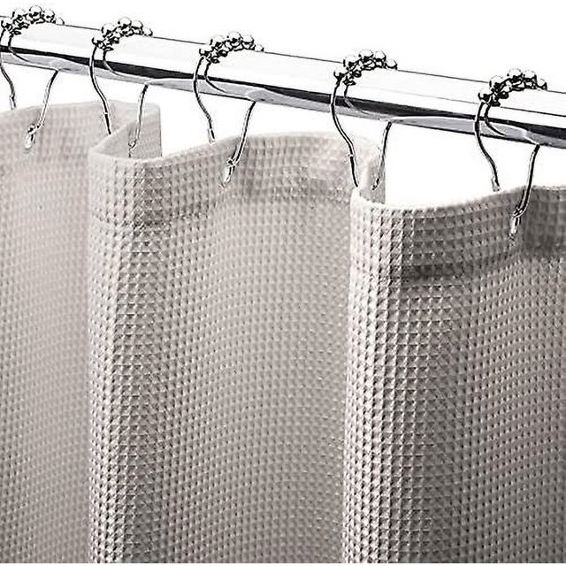 Cortina de ducha tipo gofre de 180 x 180 cm, cortinas de ducha de tela resistente con tejido tipo gofre, cortinas de ducha de baño de calidad hotelera (caqui)
