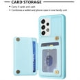 thumbnail image 4 of ELEHOLD for Samsung Galaxy A12 6.5" 2021 (US Version) Card Holder Back Case with Pockets, Premium PU Leather ID Cash Credit Slots Magnetic Kickstand Flip Folio Slim Hard Protective Cover, blue, 4 of 7